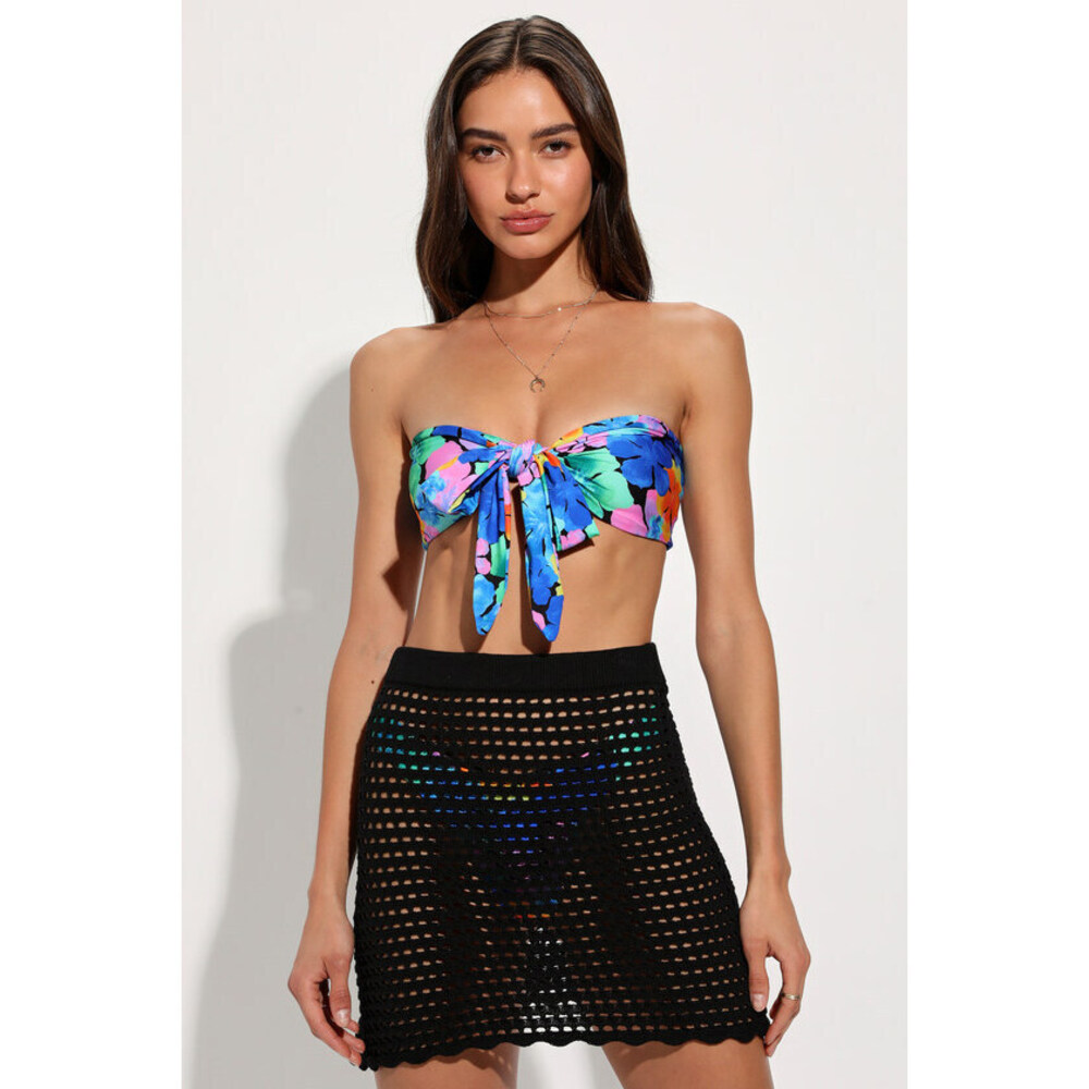 Lulus Pier To Pier Black Sheer Crochet Swim Cover-up - Size M
